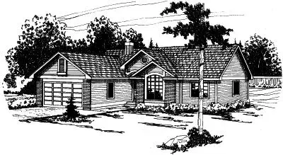 Mediterranean house plans 17-352 - front exterior, 1,562 sq ft, 3 bed, 2 bath house plans | Monster House Plans