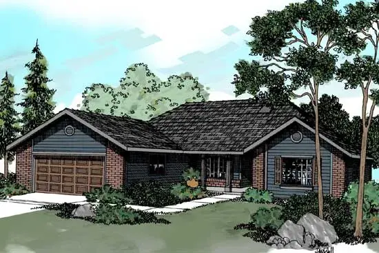 Traditional house plans 17-356 - front exterior, 1,835 sq ft, 3 bed, 2 bath house plans | Monster House Plans
