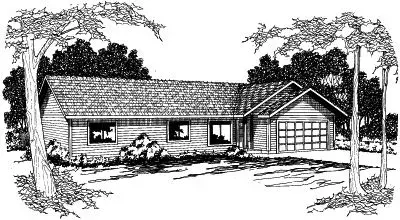 Ranch house plans 17-363 - front exterior, 1,620 sq ft, 4 bed, 2 bath house plans | Monster House Plans