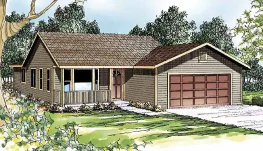 Ranch house plans 17-365 - front exterior, 1,506 sq ft, 3 bed, 2 bath house plans | Monster House Plans