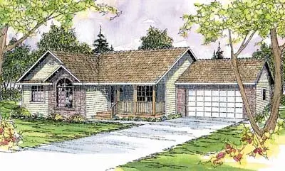 Traditional house plans 17-367 - front exterior, 1,609 sq ft, 3 bed, 2 bath house plans | Monster House Plans