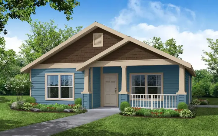 Craftsman house plans 17-374 - front exterior, 1,242 sq ft, 3 bed, 2 bath house plans | Monster House Plans