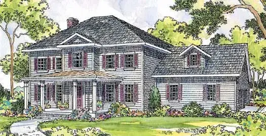 Southern Colonial house plans 17-375 - front exterior, 2,304 sq ft, 4 bed, 2 bath house plans | Monster House Plans