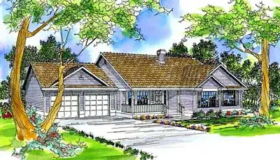 Ranch house plans 17-378 - front exterior, 1,683 sq ft, 3 bed, 2 bath house plans | Monster House Plans
