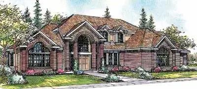 European house plans 17-386 - front exterior, 3,649 sq ft, 4 bed, 3 bath house plans | Monster House Plans