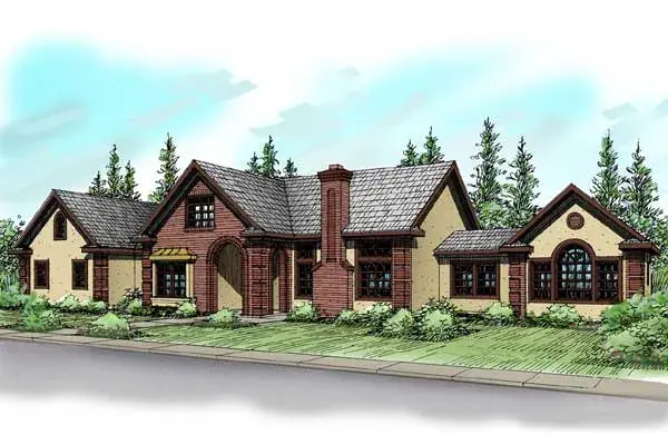 Traditional house plans 17-388 - front exterior, 3,067 sq ft, 4 bed, 3 bath house plans | Monster House Plans