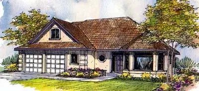 Southwest house plans 17-402 - front exterior, 2,130 sq ft, 3 bed, 2 bath house plans | Monster House Plans
