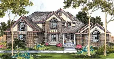 European house plans 17-412 - front exterior, 3,541 sq ft, 3 bed, 3 bath house plans | Monster House Plans