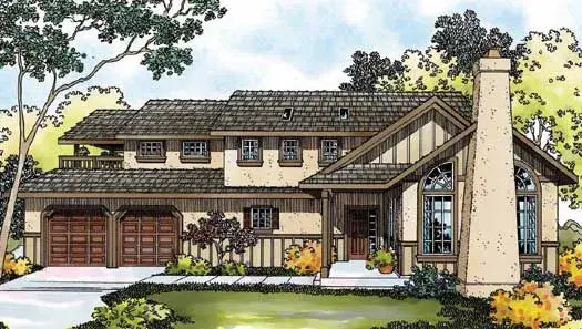 Southwest house plans 17-414 - front exterior, 2,152 sq ft, 3 bed, 2 bath house plans | Monster House Plans