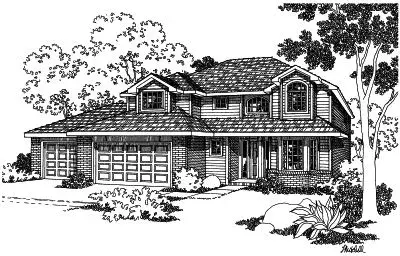 Contemporary house plans 17-418 - front exterior, 2,346 sq ft, 4 bed, 2 bath house plans | Monster House Plans