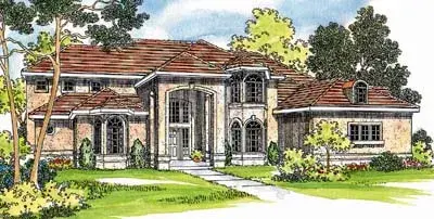 Mediterranean house plans 17-424 - front exterior, 4,566 sq ft, 4 bed, 4 bath house plans | Monster House Plans