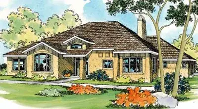 Southwest house plans 17-426 - front exterior, 2,495 sq ft, 3 bed, 2 bath house plans | Monster House Plans