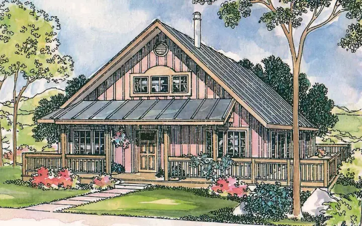 Country house plans 17-428 - front exterior, 1,305 sq ft, 2 bed, 2 bath house plans | Monster House Plans