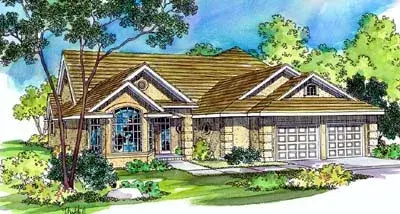 Southwest house plans 17-431 - front exterior, 2,198 sq ft, 3 bed, 2 bath house plans | Monster House Plans