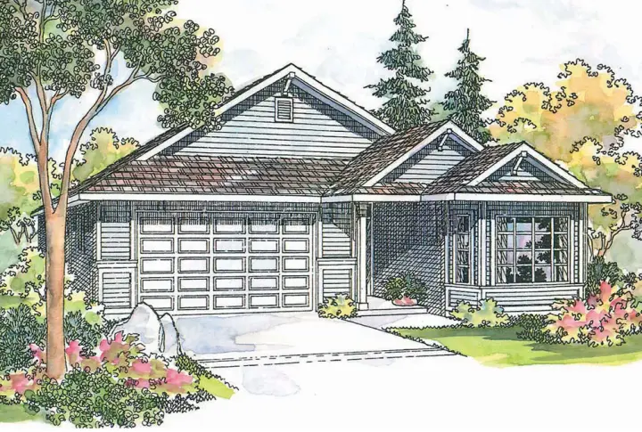 Traditional house plans 17-434 - front exterior, 1,632 sq ft, 3 bed, 2 bath house plans | Monster House Plans