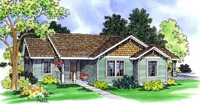 Craftsman house plans 17-435 - front exterior, 1,060 sq ft, 3 bed, 1 bath house plans | Monster House Plans