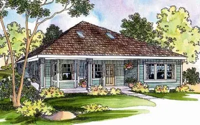 Traditional house plans 17-440 - front exterior, 1,686 sq ft, 2 bed, 2 bath house plans | Monster House Plans