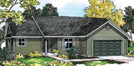 Ranch house plans 17-447 - front exterior, 1,472 sq ft, 3 bed, 2 bath house plans | Monster House Plans