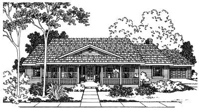 Country house plans 17-448 - front exterior, 2,083 sq ft, 3 bed, 2 bath house plans | Monster House Plans