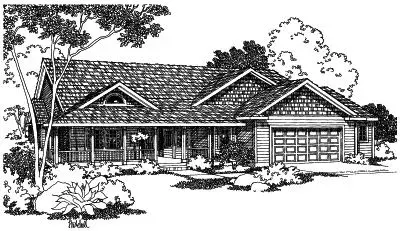 Ranch house plans 17-453 - front exterior, 2,038 sq ft, 3 bed, 2 bath house plans | Monster House Plans