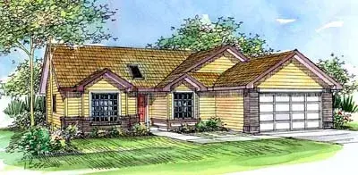 Traditional house plans 17-456 - front exterior, 1,661 sq ft, 3 bed, 2 bath house plans | Monster House Plans