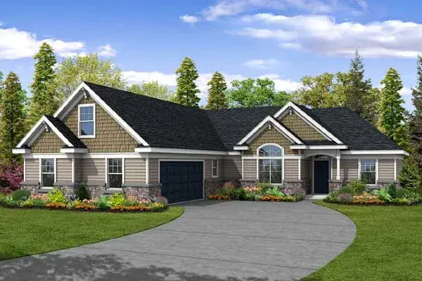 Craftsman house plans 17-459 - front exterior, 2,183 sq ft, 3 bed, 2 bath house plans | Monster House Plans