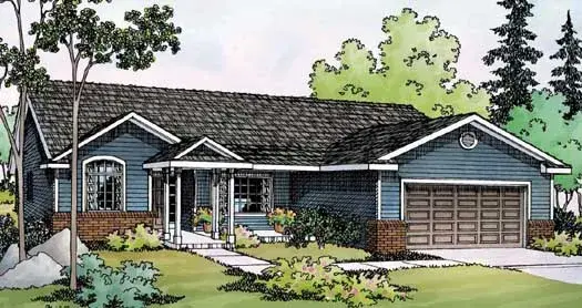 Ranch house plans 17-460 - front exterior, 1,604 sq ft, 3 bed, 2 bath house plans | Monster House Plans