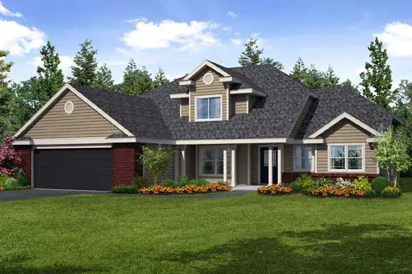 Traditional house plans 17-465 - front exterior, 2,193 sq ft, 4 bed, 2 bath house plans | Monster House Plans