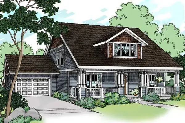 Craftsman house plans 17-467 - front exterior, 1,600 sq ft, 3 bed, 2 bath house plans | Monster House Plans