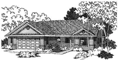 Ranch house plans 17-470 - front exterior, 1,867 sq ft, 3 bed, 2 bath house plans | Monster House Plans