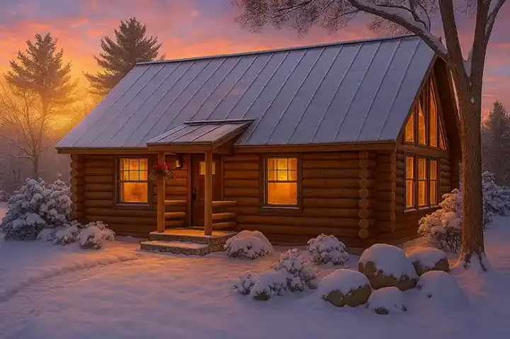 Log Cabin house plans 17-471 - front exterior, 1,728 sq ft, 1 bed, 1 bath house plans | Monster House Plans