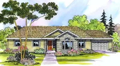 Ranch house plans 17-477 - front exterior, 2,086 sq ft, 4 bed, 2 bath house plans | Monster House Plans