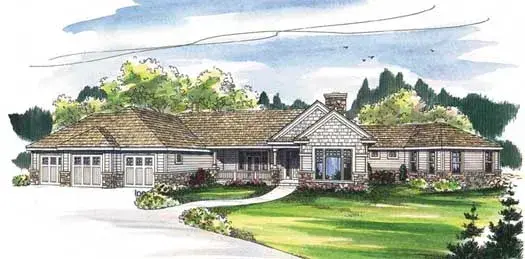 Traditional house plans 17-483 - front exterior, 3,384 sq ft, 3 bed, 4 bath house plans | Monster House Plans