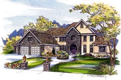 European house plans 17-487 - front exterior, 4,955 sq ft, 4 bed, 3 bath house plans | Monster House Plans