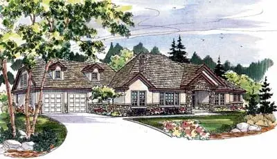 European house plans 17-488 - front exterior, 4,159 sq ft, 5 bed, 4 bath house plans | Monster House Plans