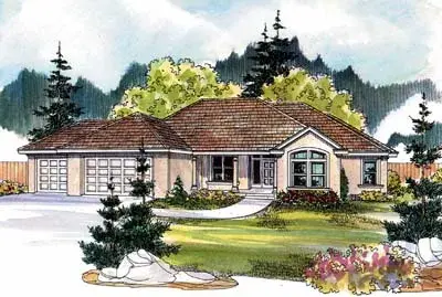 Southwest house plans 17-492 - front exterior, 2,507 sq ft, 5 bed, 3 bath house plans | Monster House Plans
