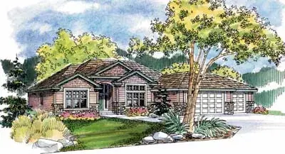 Traditional house plans 17-493 - front exterior, 2,326 sq ft, 4 bed, 2 bath house plans | Monster House Plans