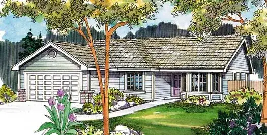Traditional house plans 17-494 - front exterior, 1,592 sq ft, 3 bed, 2 bath house plans | Monster House Plans