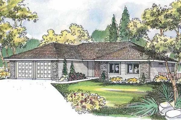 Ranch house plans 17-495 - front exterior, 1,719 sq ft, 3 bed, 2 bath house plans | Monster House Plans