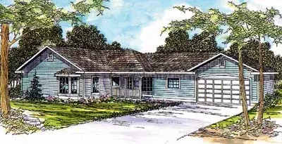 Ranch house plans 17-498 - front exterior, 1,850 sq ft, 3 bed, 2 bath house plans | Monster House Plans