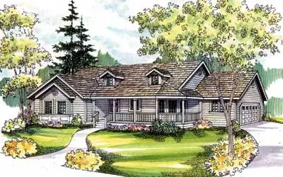 Ranch house plans 17-507 - front exterior, 1,634 sq ft, 3 bed, 2 bath house plans | Monster House Plans