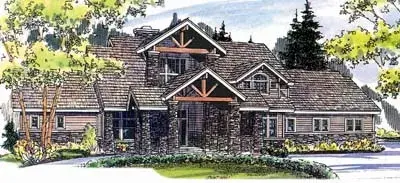 Mountain Rustic house plans 17-509 - front exterior, 4,021 sq ft, 3 bed, 3 bath house plans | Monster House Plans