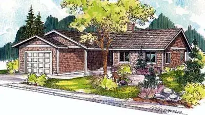 Traditional house plans 17-521 - front exterior, 1,453 sq ft, 3 bed, 2 bath house plans | Monster House Plans