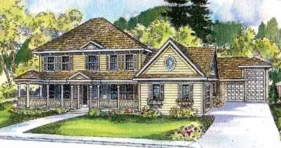 Country house plans 17-527 - front exterior, 3,889 sq ft, 4 bed, 3 bath house plans | Monster House Plans
