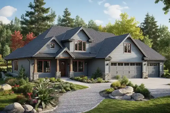 Craftsman house plans 17-547 - front exterior, 2,208 sq ft, 3 bed, 2 bath house plans | Monster House Plans