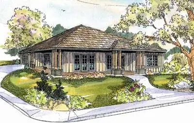 Contemporary house plans 17-549 - front exterior, 1,456 sq ft, 3 bed, 2 bath house plans | Monster House Plans