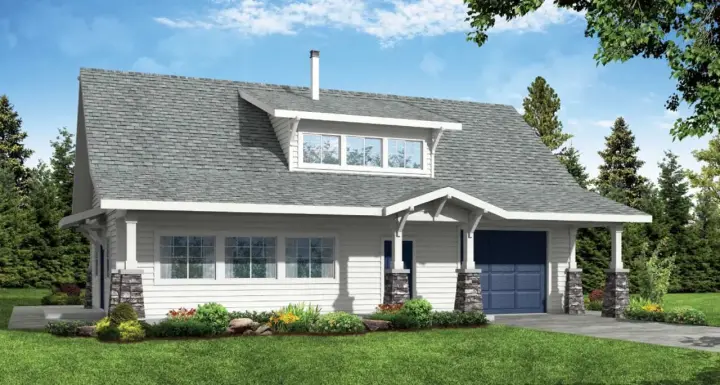 Craftsman house plans 17-557 - front exterior, 1,822 sq ft, 2 bed, 2 bath house plans | Monster House Plans