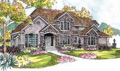 European house plans 17-565 - front exterior, 3,798 sq ft, 4 bed, 3 bath house plans | Monster House Plans