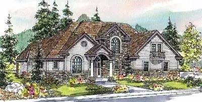 European house plans 17-576 - front exterior, 3,204 sq ft, 3 bed, 2 bath house plans | Monster House Plans