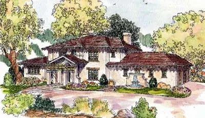 Mediterranean house plans 17-582 - front exterior, 4,376 sq ft, 5 bed, 4 bath house plans | Monster House Plans